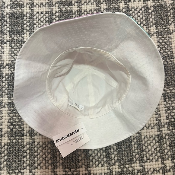 Ann Taylor Loft Purple White Green Shoulder Bag w Matching Reversible Bucket Hat - Picture 10 of 10
